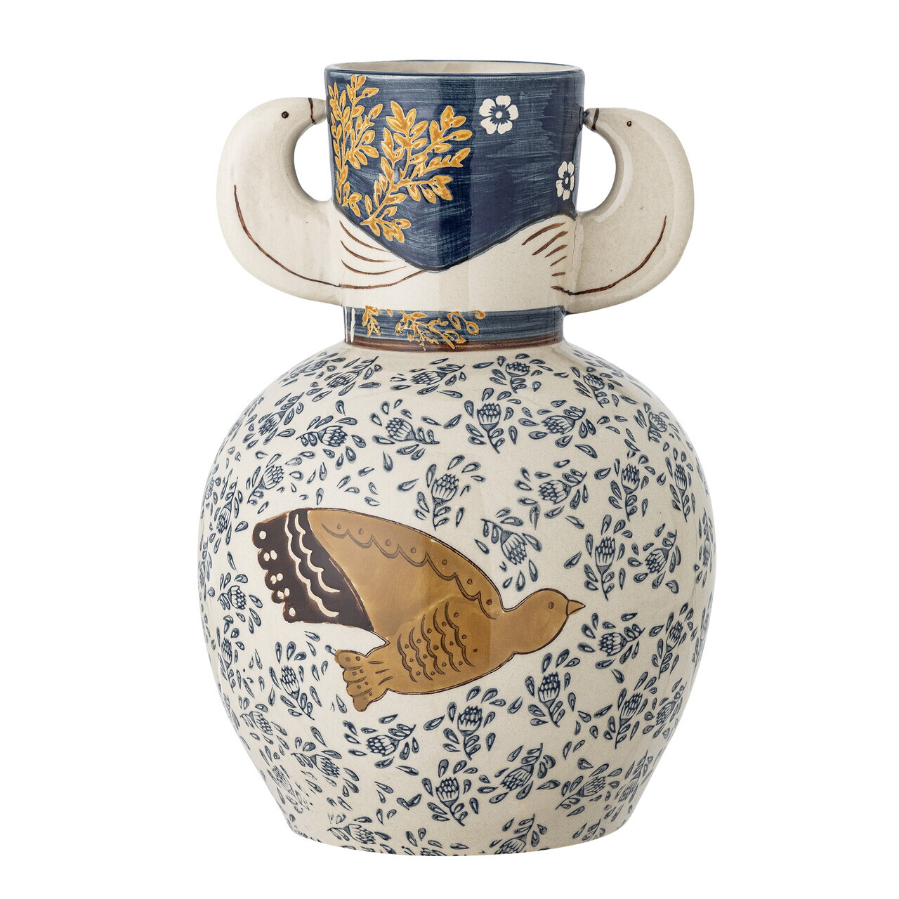 Vaza decorativa, Bloomingville, Hezha, 16.5x23.5 cm, ceramica, albastru - imagine 7